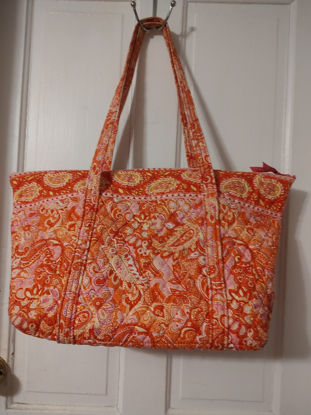 Vera Bradley Orange Paisley Quilted Hobo Tote - Picture 3 of 7